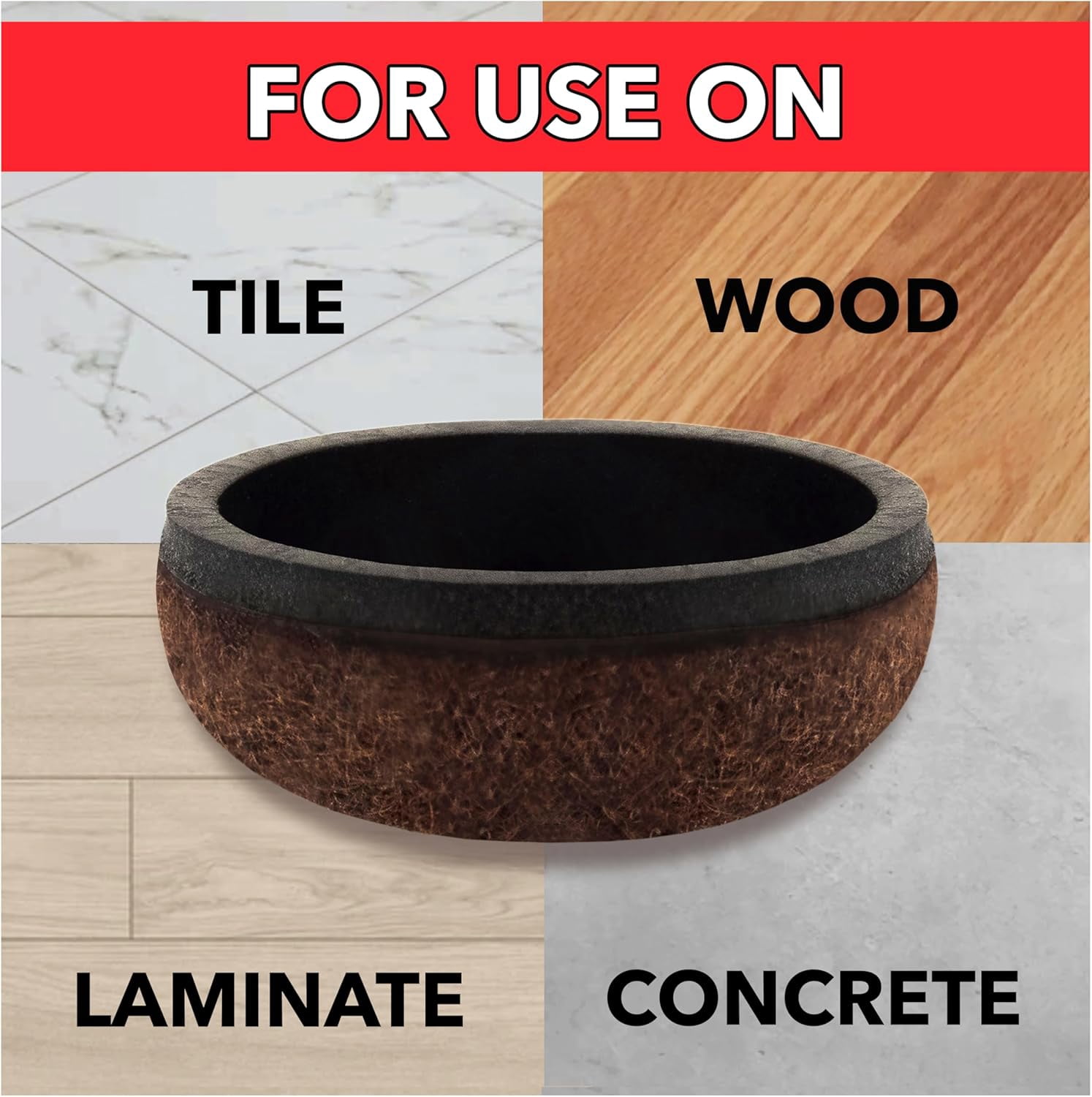 1" Round Formed Secure Reusable Felt Furniture Sliders for Hard Surfaces Noise-Reducing Adhesive Moving Pads Fits Legs Set of 20 Brown