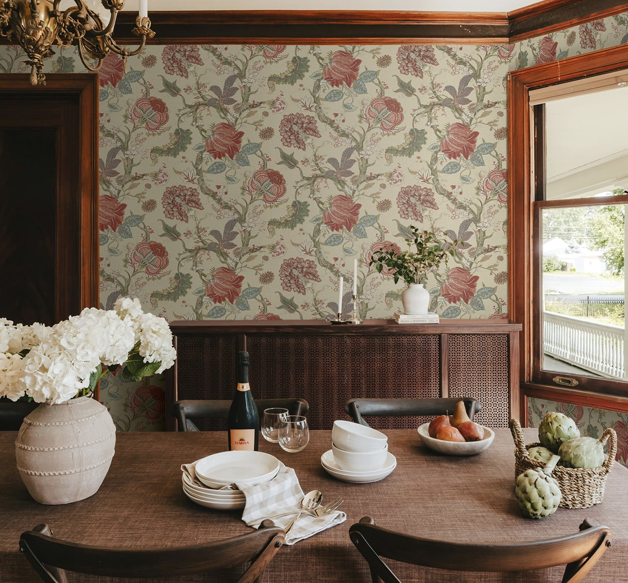 Harry & Grace Pine & Rosewood Jacobean Trail Premium Matte Non-Woven Peel and Stick Wallpaper - 20.5 in. W x 18 ft. L Roll