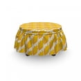 thumbnail image 3 of Cartoon Ottoman Cover, Milk Boiled Corns Pattern, 2 Piece Slipcover Set with Ruffle Skirt for Square Round Cube Footstool Decorative Home Accent, Standard Size, Orange Mustard, by Ambesonne, 3 of 5