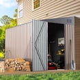 thumbnail image 2 of AECOJOY  Outdoor Storage Side Shed Metal Attached with Lockable Door 6' x 8' - Grey, 2 of 5