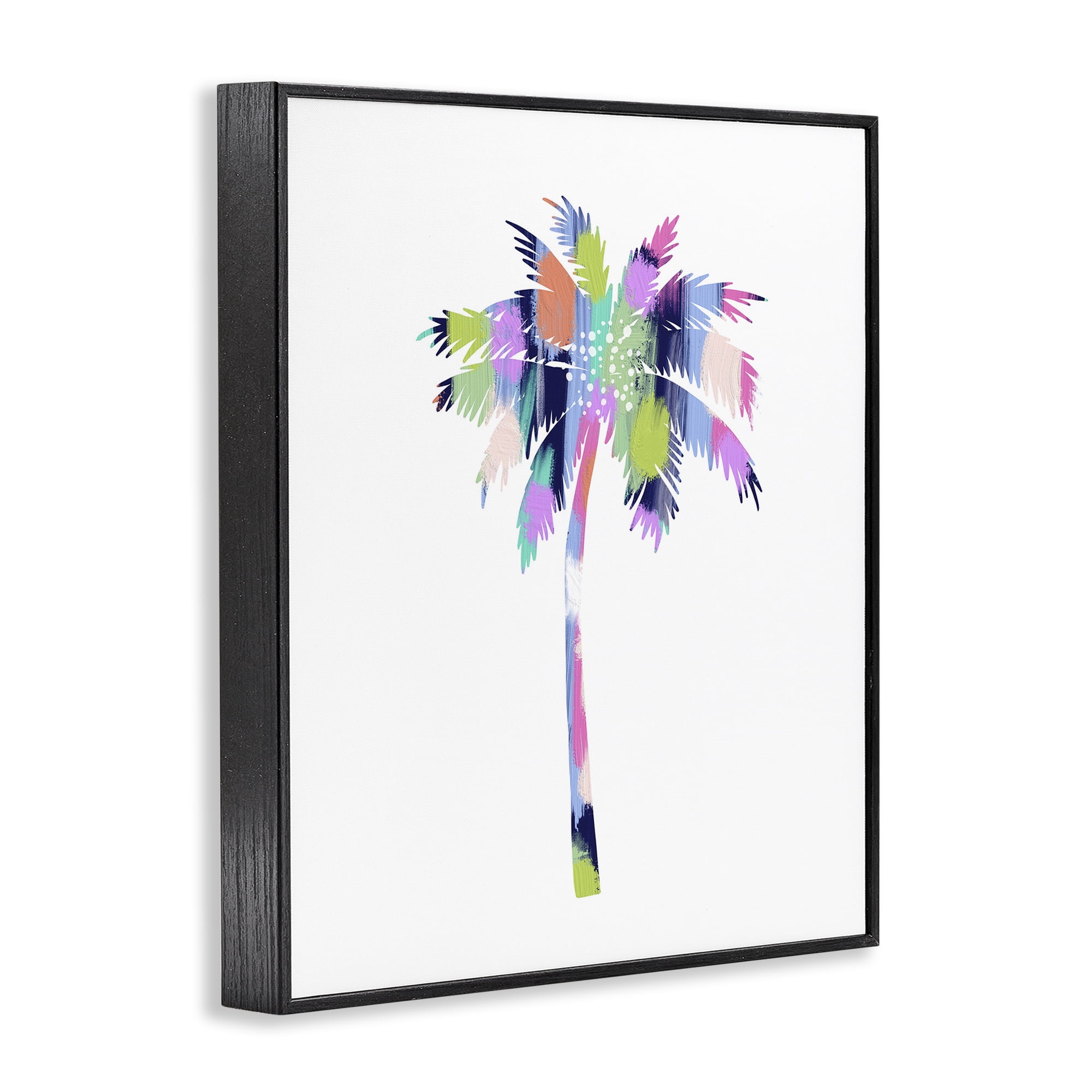 Stupell Industries Patterned Palm Tree Botanical & Floral Painting Black Framed Art Print Wall Art, 24 x 30