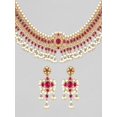 thumbnail image 3 of Rubans Exquisite 24K Gold Plated Necklace Set, Embellished with Radiant Ruby and American Diamond (AD) Studs - A Perfect Blend of Tradition and Style, 3 of 4