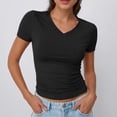 thumbnail image 3 of AviBest Women's T-Shirts, V-Neck Short Sleeve Slim Fit Tight Basic Tees Y2k Fashion Tshirts, 3 of 6