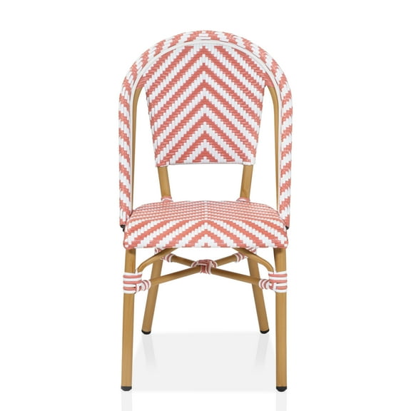 Furniture of America Tahit Outdoor Dining Chair - Faux Rattan - Set of 2 - Armless - Pink