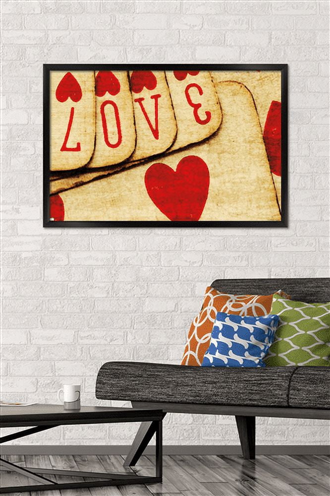 Tom Quartermaine - Playing Cards with Love Wall Poster, 22.375" x 34", Framed