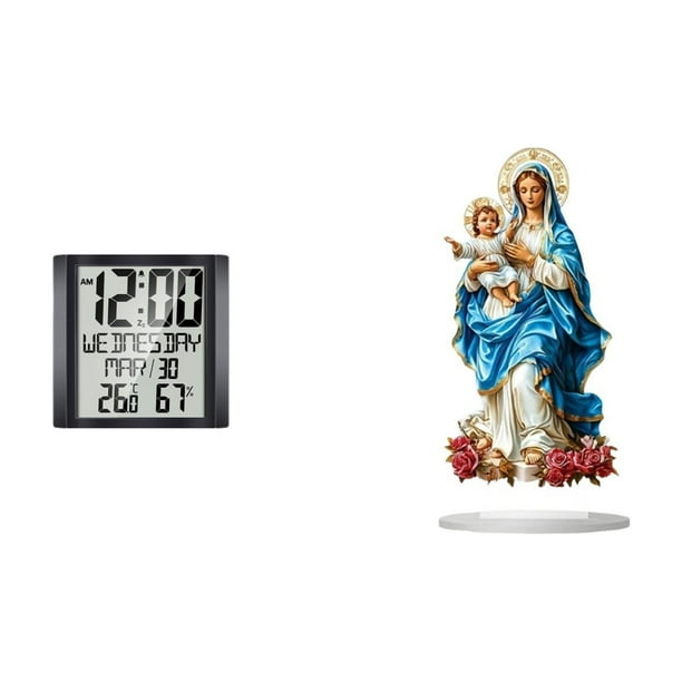 Reloj despertador digital,Reloj despertador digital de pared con pantalla de 8,6 pulgadas,Letrero de mesa,Decoración de escritorio acrílica Rincón festivo Decoración del hogar,Decoración