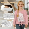thumbnail image 6 of Xoenoiee Pink Cat Heart Print Girls Long Sleeve Workout Tops Oversized Shirts Tie Front Blouses Crew Neck Graphic Gym Clothes Kids Winter Clothing, 9-10 Years, 6 of 7