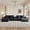 Black + Fabric + Foam + 6 Seat, variant on ChenyueFurn 145.7" Velvet U-Shaped Sectional, 3-Piece Sofa Set with Chaise & Cup Holders,Gray