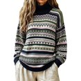 thumbnail image 4 of Sweaters for Women Fair Isle Turtleneck Long Sleeve Knit Pullover Loose Fit Soft Casual Tops, 4 of 4