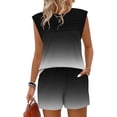 thumbnail image 2 of 2 Piece Summer Sets for Women Sleeveless Pleated Tank Top and Drawstring Elastic Waisted Shorts Loungewear (XL, Black), 2 of 8