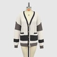 thumbnail image 4 of ameIAEA Women Open Front Knit Sweater Button Down Long Sleeve V Neck Color Block Cardigan, 4 of 7