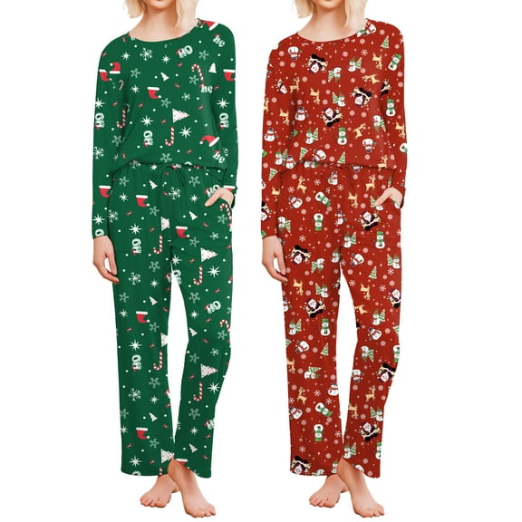 Avidlove 2 Pack Womens Pajama Sets Long Sleeve Tops with Long Pjs Bottom Sleepwear Soft Loungwear with Pockets S-XXL