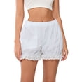 thumbnail image 2 of LMLYSoH Women's Bloomers Loose Eyelet Embroidery Elastic Waist Ruffled Trim Bubble Lounge Shorts for Summer, 2 of 9
