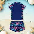 thumbnail image 5 of Gunia Teen Girl Swimsuits Two Piece Set Summer Beach Pool Outfit Floral Print Round Neck Bikini Top With Shorts Teen Girls Swimwear Poolside Blue 7-8 Years, 5 of 5