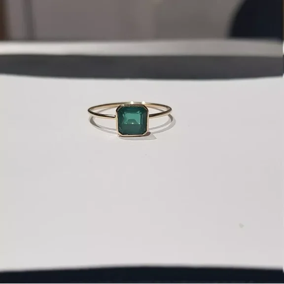 Certified Natural Green Emerald Ring 925 Sterling Silver Handmade Engagemant Ring