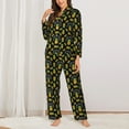 thumbnail image 2 of Fotbe Pineapple Conjunto de Pijama de Manga Larga para Mujer con Estampado, Ropa de Dormir de 2 Piezas, Conjunto de Casa Suave y Cómodo con Bolsillos-Large, 2 of 7