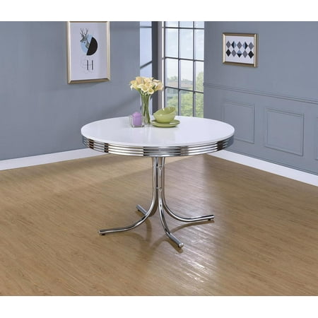 Retro White And Chrome Dining Table