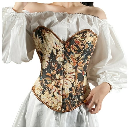 

cuitcosohg Best Bras for Women Women Printed Back Lace Up Tummy Slimming Control Underbust Shaper Shapewear Underwear Corset Polyester Push Up Bras for Women