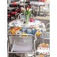 thumbnail image 4 of Outdoor Tablecloth with Umbrella Hole and Zipper, Fall Blue Pumpkin Round Table Cloth 60 Inch Waterproof Tablecloth, Thanksgiving Sunflower Eucalyptus Picnic Table Cover for Patio Camping, 4 of 7