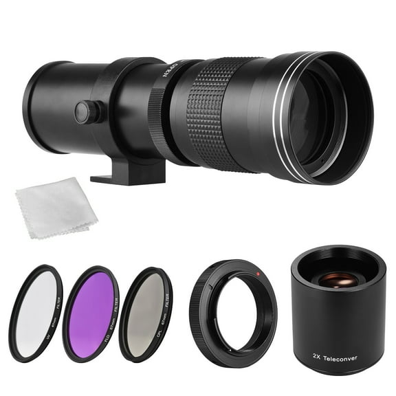 Telephoto Camera MF Super Telephoto Zoom Lens F/8.3-16 420-800mm T Mount   UV/CPL/ Filters Set  2X 420-800mm Teleconverter Lens   T2-AI Adapter Ring Replacement For AI Mount