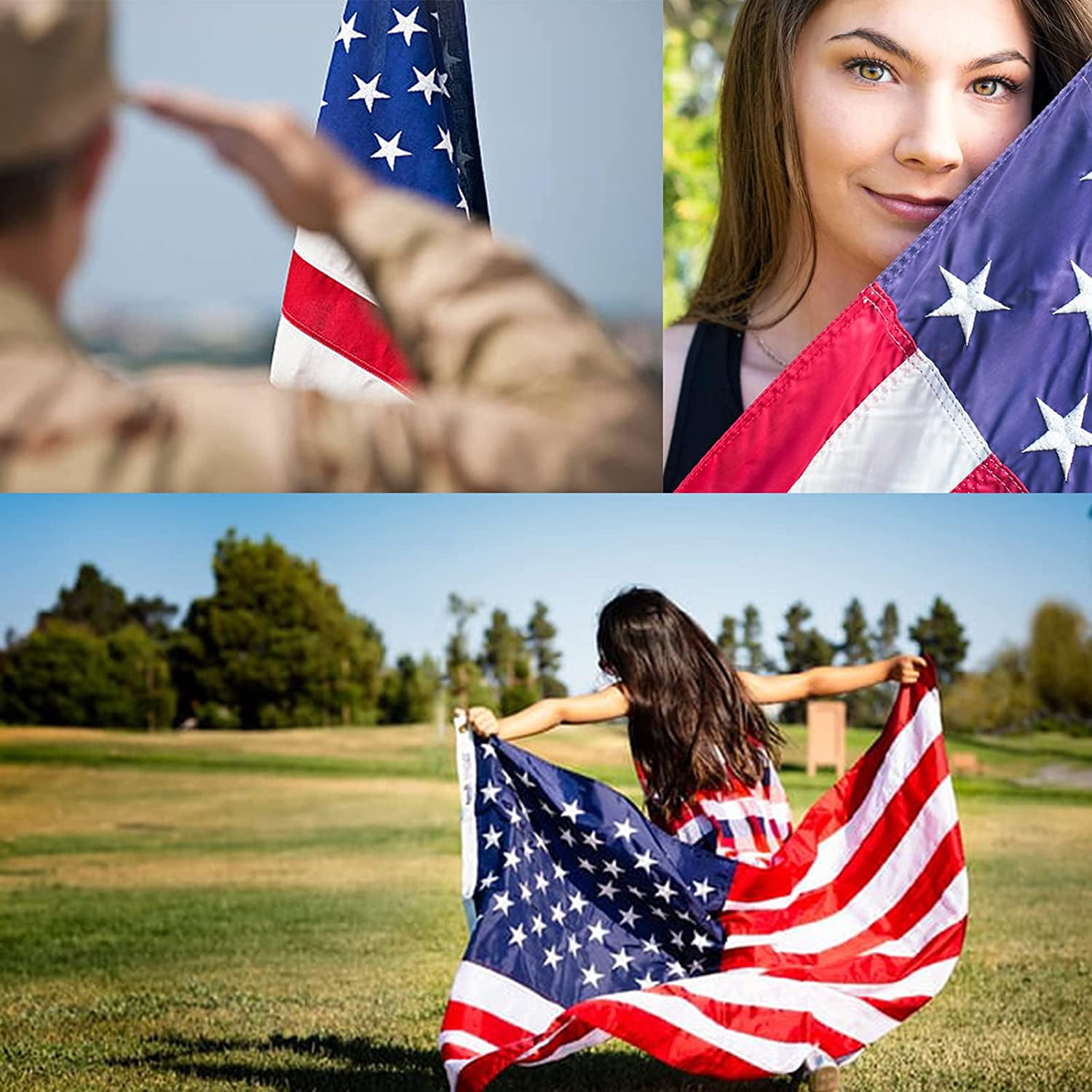 US TOPFLAGS U.S 3' x 5' American Flag Outdoor High Wind - All Weather American Flag Embroidered Stars Heavy Duty Banner, Nylon Sewn Stripes Indoor With Brass Grommets