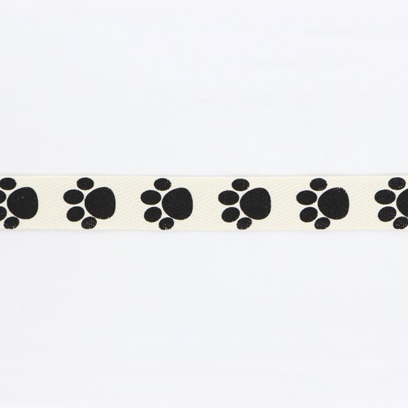 UNIQUE CREATIV, Ribbon, Printed Twill, Dog, Paw, 15mm x 5.4m (0.6" x 18ft)