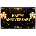 thumbnail image 2 of LUUFILx Happy Anniversary Banner Backdrop with Champagne Balloon Decorations for Party Supplies and Photography Props Background Decor, 2 of 8