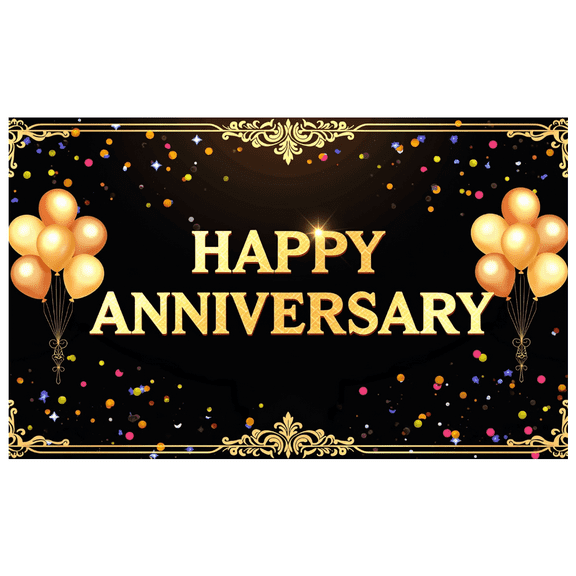LUUFILx Happy Anniversary Banner Backdrop with Champagne Balloon Decorations for Party Supplies and Photography Props Background Decor