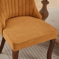 thumbnail image 6 of Set of 2 American Traditional Yellow High-Back Upholstered Linen Dining Chairs with Solid Wood Legs, 6 of 9