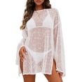 thumbnail image 6 of Women's Swimsuit Coverup Crochet Sheer Beach Dress Slit Long Sleeve Bathing Suit Cover Up, 6 of 9