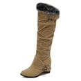 thumbnail image 6 of Viluyesy Womens Knee High Boots, Fluffy Wide Calf Thick Sole Suede Leather Fall Winter Fashion Tall Boots Beige, 6 of 8