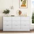 thumbnail image 2 of Oufan 9 Drawer Dresser, Wood Chest of Drawers with Wavy Patterns, Tower Clothes Organizer, Large Storage Cabinet for Living Room, Bedroom, Hallway, 2 of 9