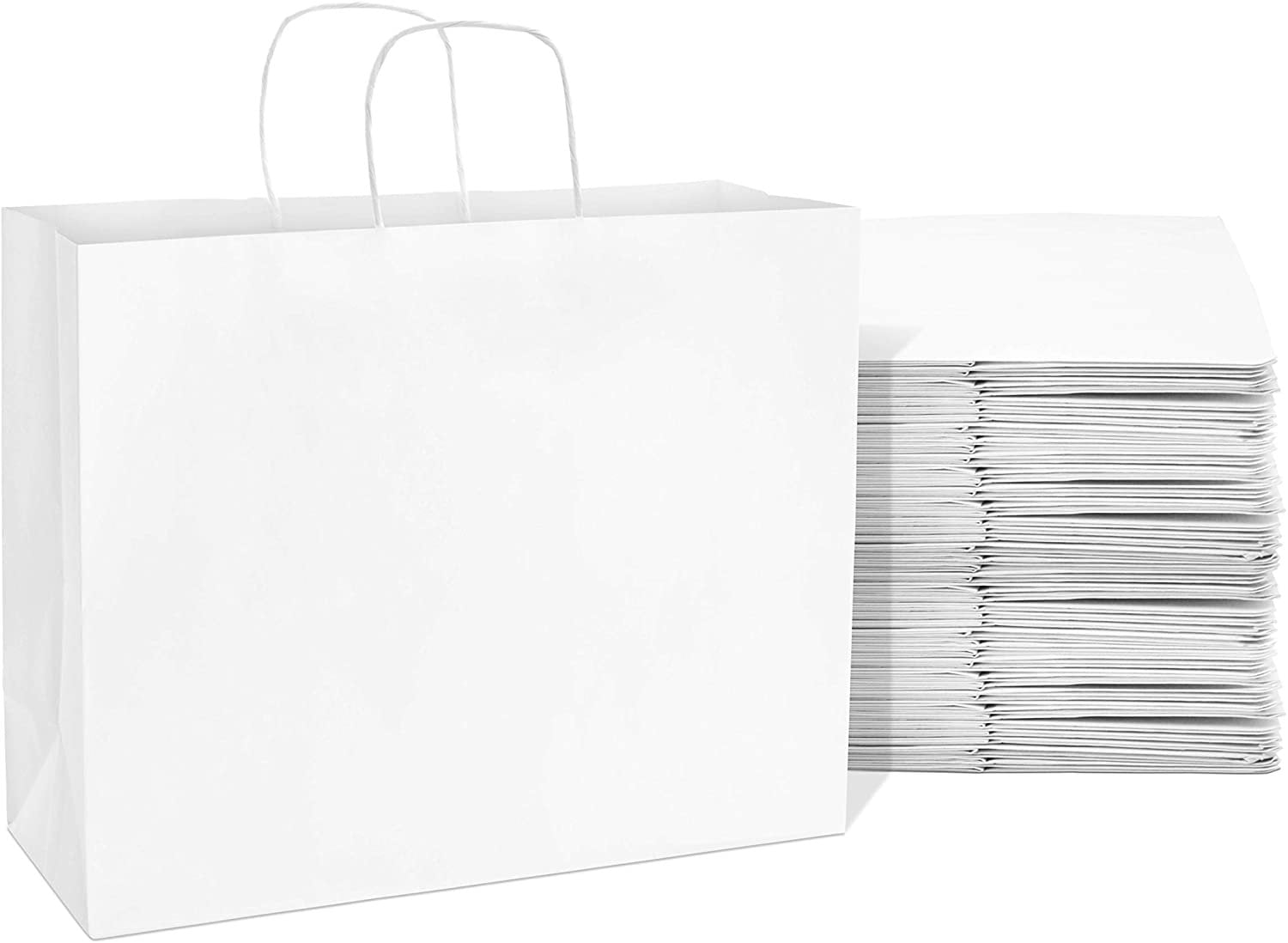Prime Line Packaging Large White Paper Bags, Kraft Paper Bags with