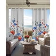 thumbnail image 4 of 4th of July Blackout Curtains, Light Blocking Print Window Curtains, Red Blue Floral Independence Day Poppy Flower Leaf Thermal Insulated Window Drapes for Living Room 2 Panels, 104"W x 63"L, 4 of 9