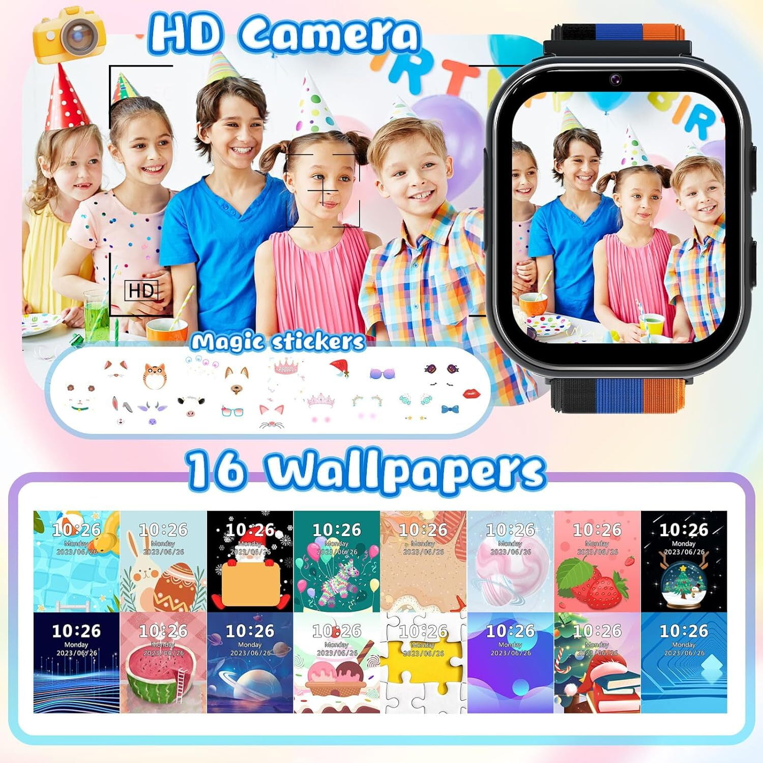 PTHTECHUS Smart Watch for Kids 4G Kids Smartwatch Phone Call Touch Screen Educational for Children Aged 4-10 Years Old