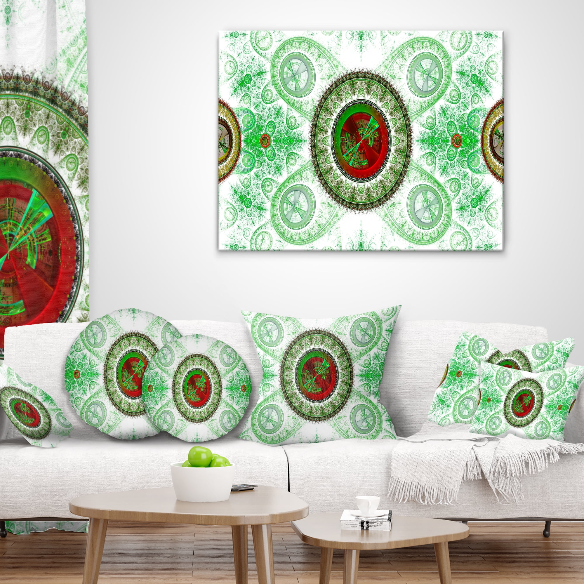 Designart Light Green Psychedelic Relaxing Art - Abstract Throw Pillow - 16x16