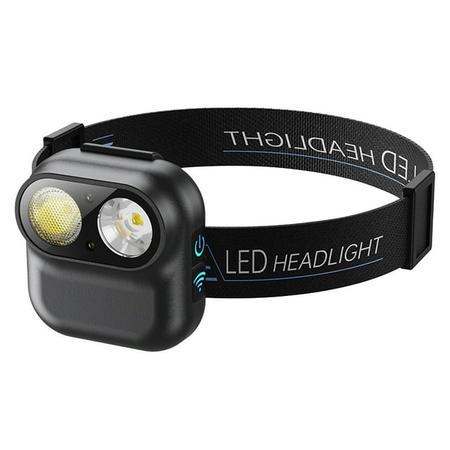 Chapeau Rigide à DEL en Plastique avec Détecteur de Mouvement, Lampe Frontale à DEL Rechargeable, Six Modes d'Éclairage, Angle Ajustable, Mains Libres, Multiples Méthodes de Port pour la Randonnée, le Camping, le Cyclisme