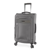 Open Box Brookstone Harbour 26" Softside Medium Checked Expandable Spinner Luggage with Removable Toiletry Pouch, Dark Charcoal