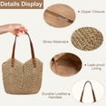 thumbnail image 3 of Straw Bag for Women Summer Beach Bag Soft Woven Tote Bag Large Rattan Shoulder Bag for Vacation - Light brown, 3 of 7