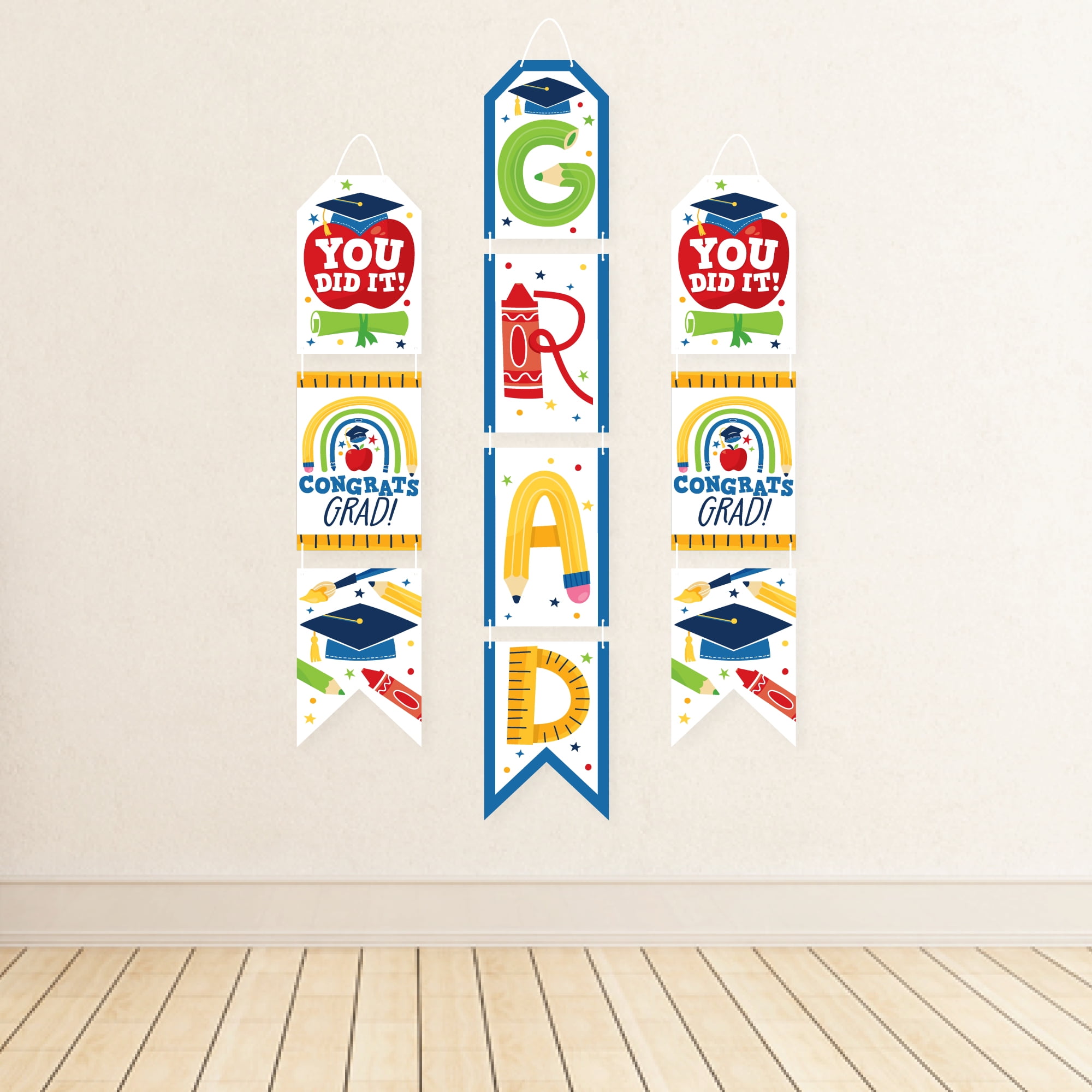 Amazon.com: Big Dot of Happiness Elementary Grad - Hanging Vertical Paper  Door Banners - Kids Graduation Party Wall Decoration Kit - Indoor Door Decor  : Home & Kitchen