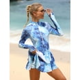 thumbnail image 3 of IDOPIP Women One Piece Rash Guard Set Long Sleeve Swimsuits Zip Front Swim Shirt Dress with Shorts, 3 of 7
