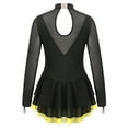 thumbnail image 4 of Aislor Girls Mesh Splice Figure Ice Skating Long Sleeves Ballet Dance Gymnastics Leotards Tutu Dress Size 6-16 Yellow 6, 4 of 7