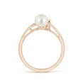 thumbnail image 2 of Angara Freshwater Cultured Pearl Wave Shank Ring in 14K Rose Gold for Women | June Birthstone Jewelry for Her, 2 of 8