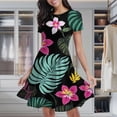 thumbnail image 2 of Tropical Floral Jungle Print Women's Classic Swing Skater Dress Casual Work Party Cocktail Dresses, 2 of 6