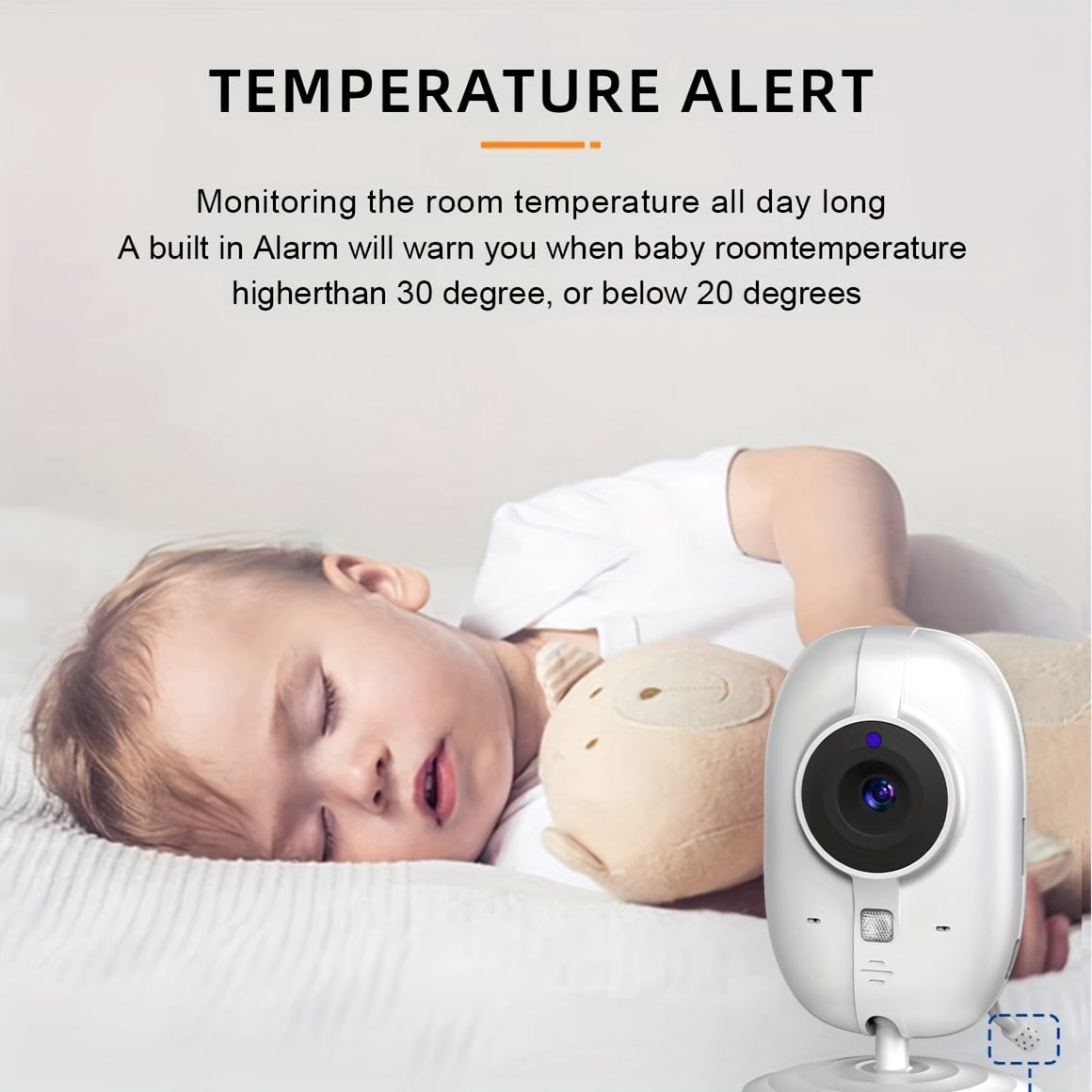 Baby Camera Monitor, Baby Monitor with Camera Night Vision, No Wifi, 2-way Talk, VOX Mode, Feeding Reminder Temperature Sensor And 8 Lullabies As Halloween, Christmas Gif