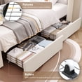 thumbnail image 5 of Homfa Twin Bed Frame with LED Light & Charge Station, 2 Storage Drawers Modern Upholstered Wingback Platform Bed Frame, Beige Velvet, 5 of 8