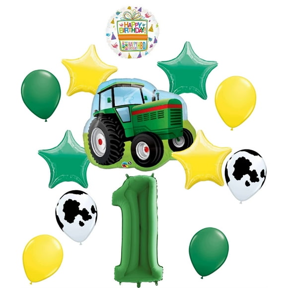 Farm Tractor 1st Birthday Party Supplies 13 pc Balloon Bouquet Decorations