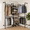Black, variant on Wall Mount Industrial Pipe Closet Organizer System, Expandable Clothing Rack with Adjustable Shelves & Hanging Rods for Corner Wardrobe Storage, Black