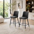thumbnail image 5 of Ciphrias Counter Height Bar Stools Set of 2 Black PU Leather Gold Spray Metal Legs 39 Inch, 5 of 7