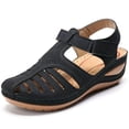 thumbnail image 2 of Sandalias De Tacón De Cuña Para Mujer, Zapatos Transpirables Con Correa En El Tobillo Y Punta Cerrada, Zapatos De Gancho Y Bucle De Color Sólido, 2 of 4